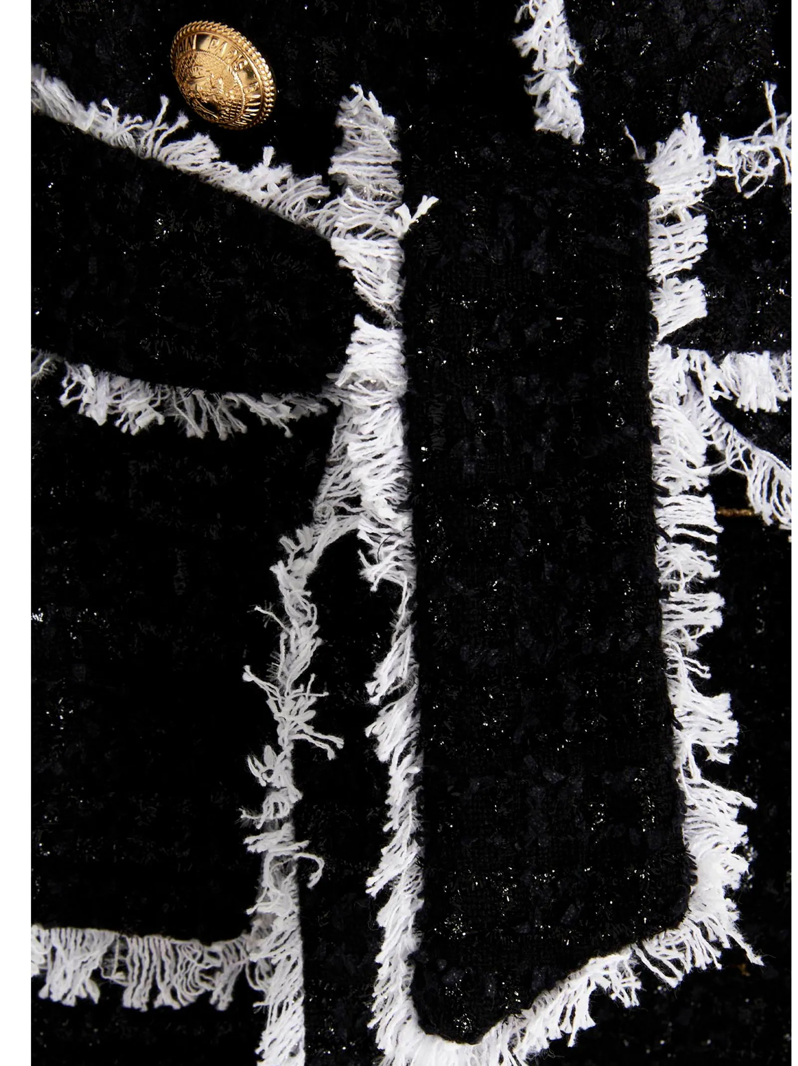 Balmain Frayed Tweed Belted Jacket