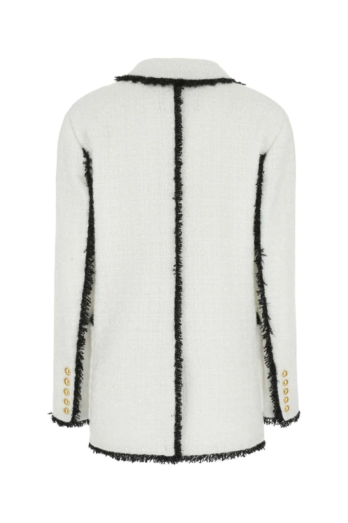 Balmain Fringed Double Breasted Tweed Jacket