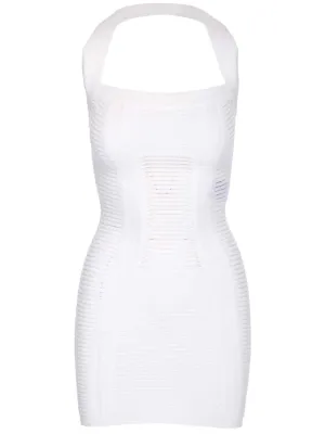 Balmain Halterneck Ribbed Knit Mini Dress