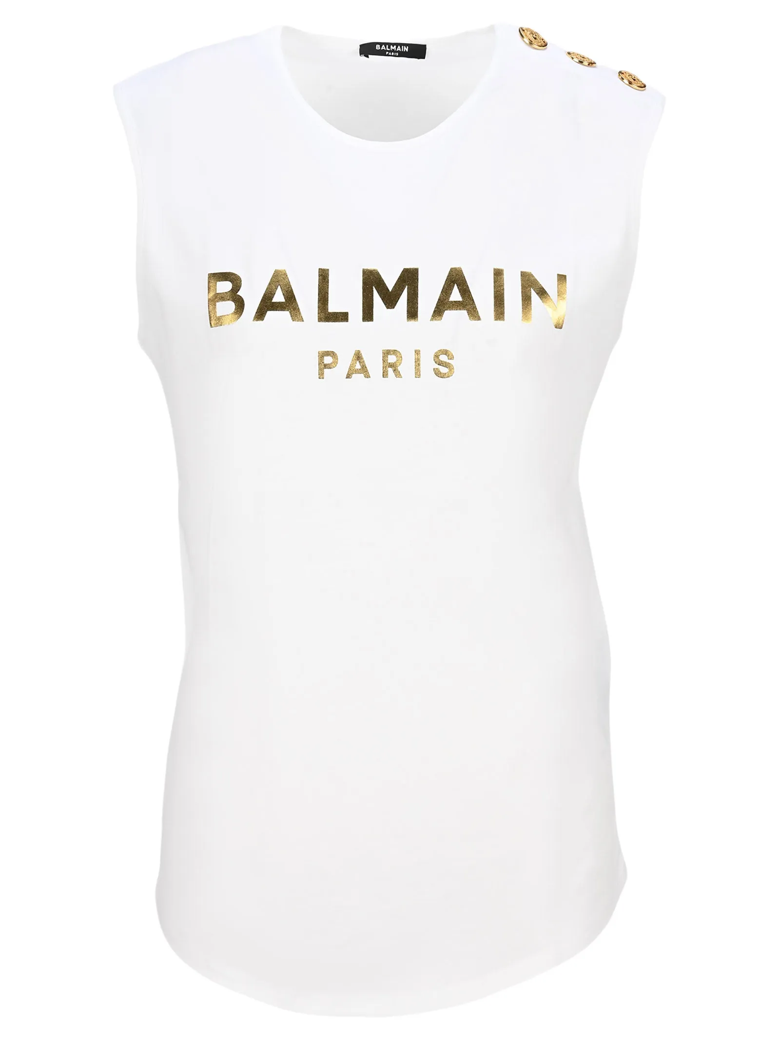 Balmain Metallic Logo Print Tank Top