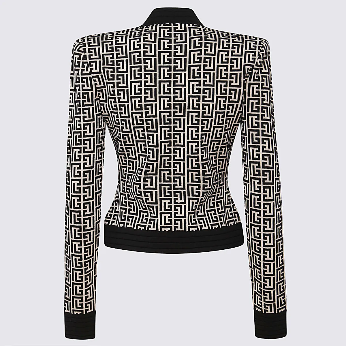 Balmain Monogram Pattern Knit Zipped Jacket