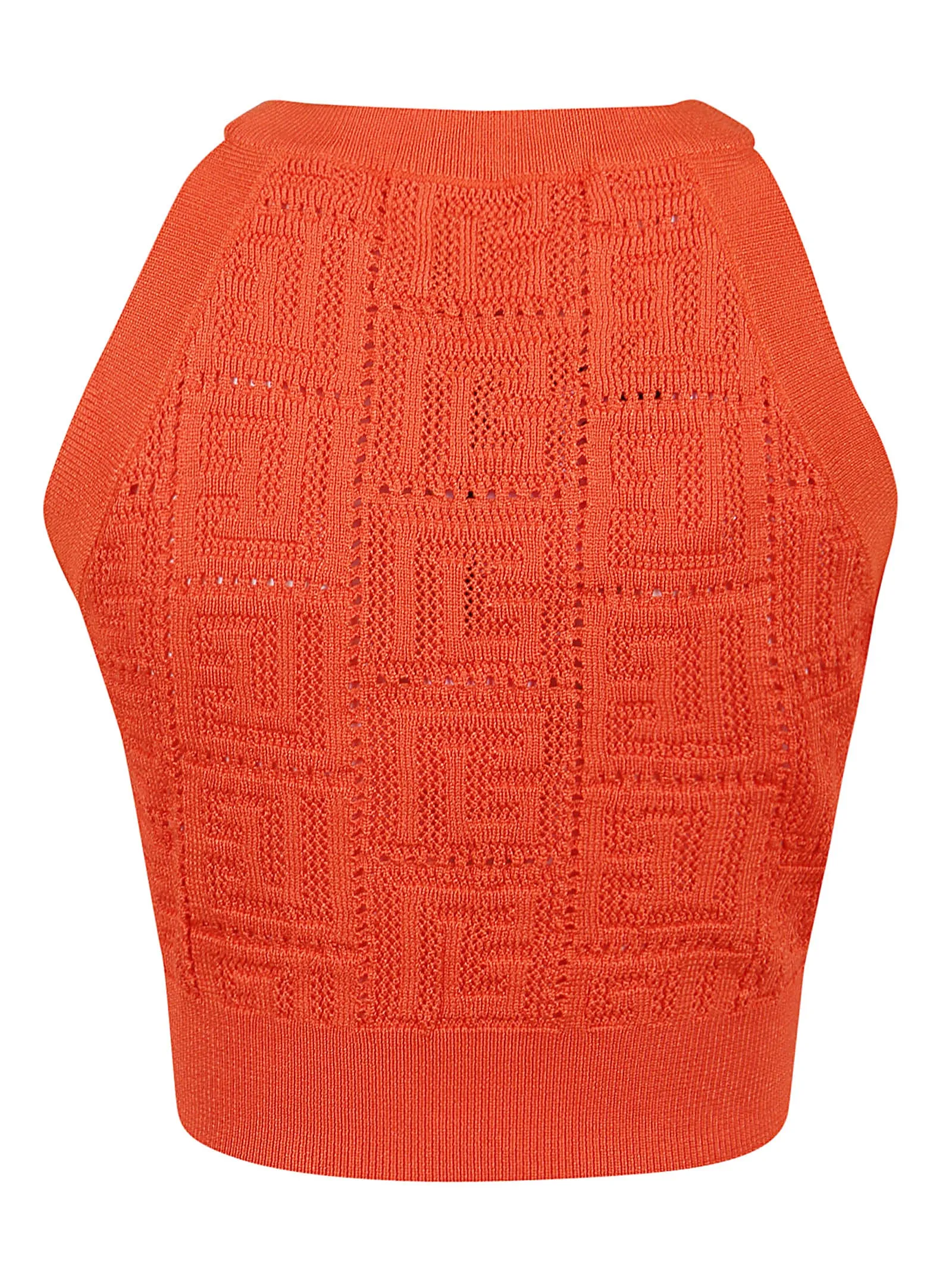 Balmain Monogram Perforated Sleeveless Cropped Top