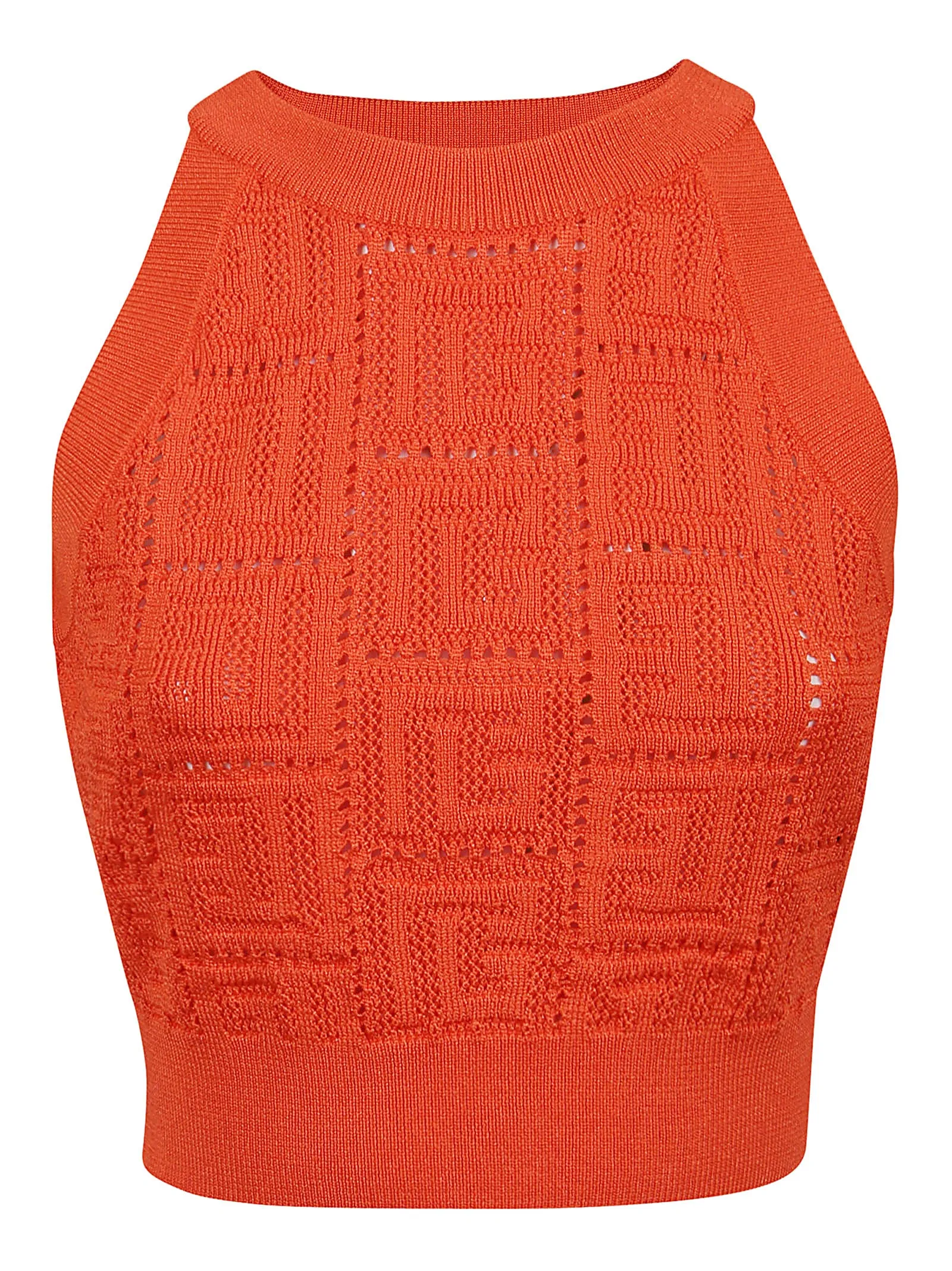 Balmain Monogram Perforated Sleeveless Cropped Top