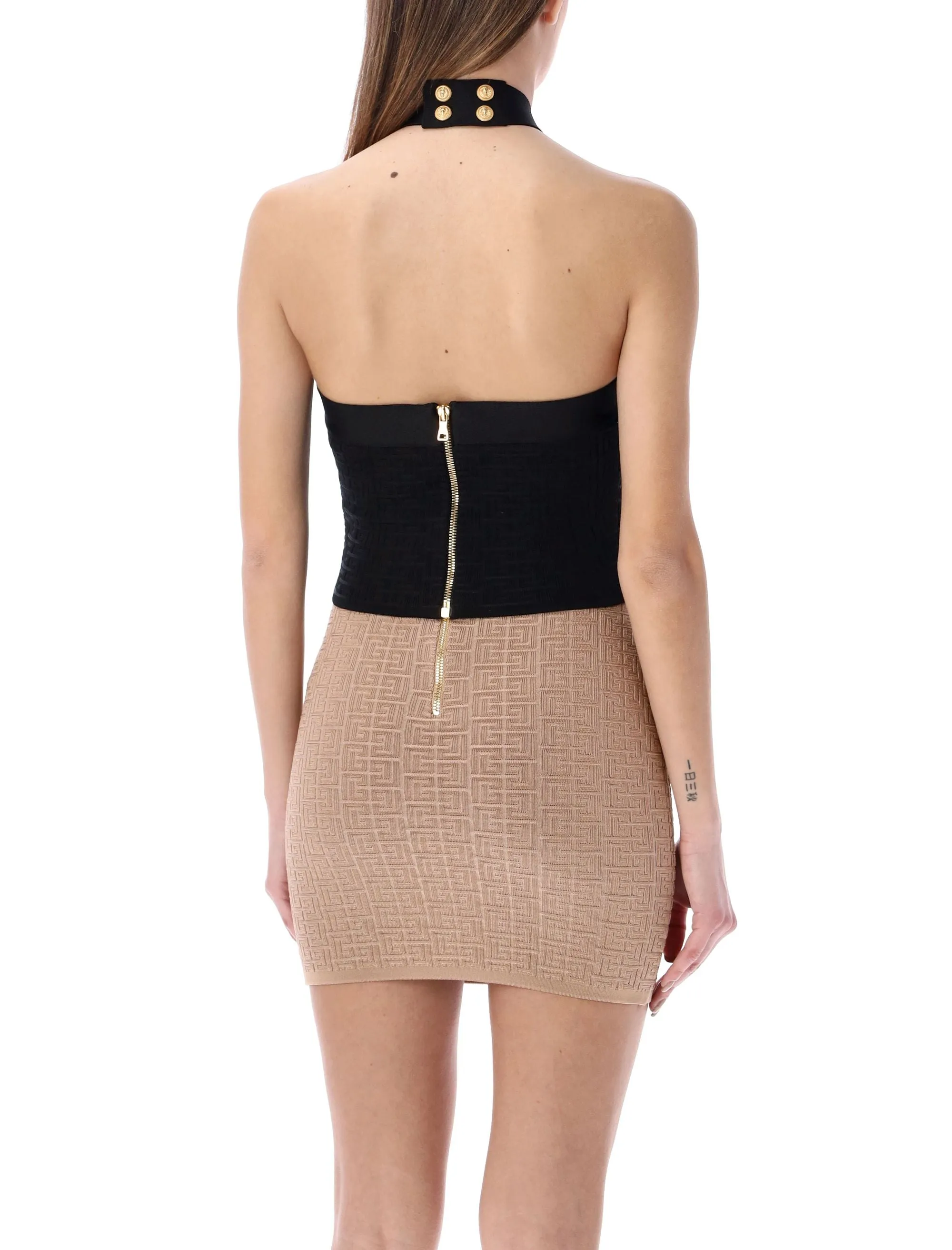 Balmain Monogram Sleeveless Cropped Top