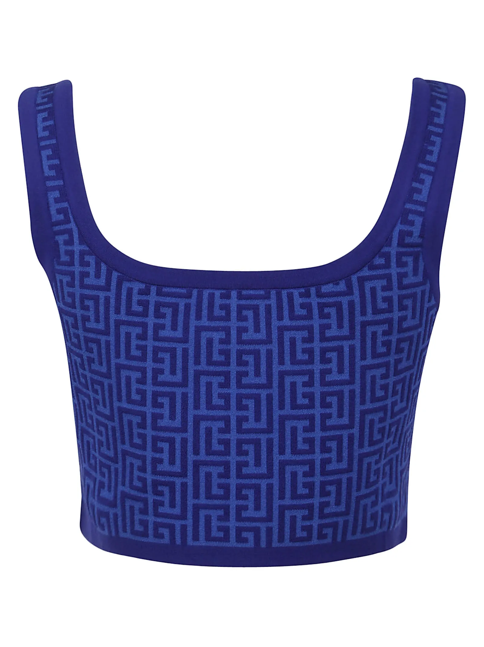 Balmain Scoop Neck Monogram Jacquard Tank Top