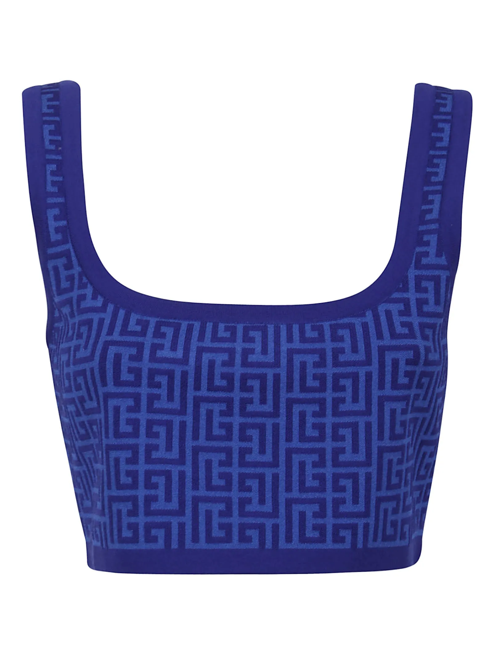 Balmain Scoop Neck Monogram Jacquard Tank Top