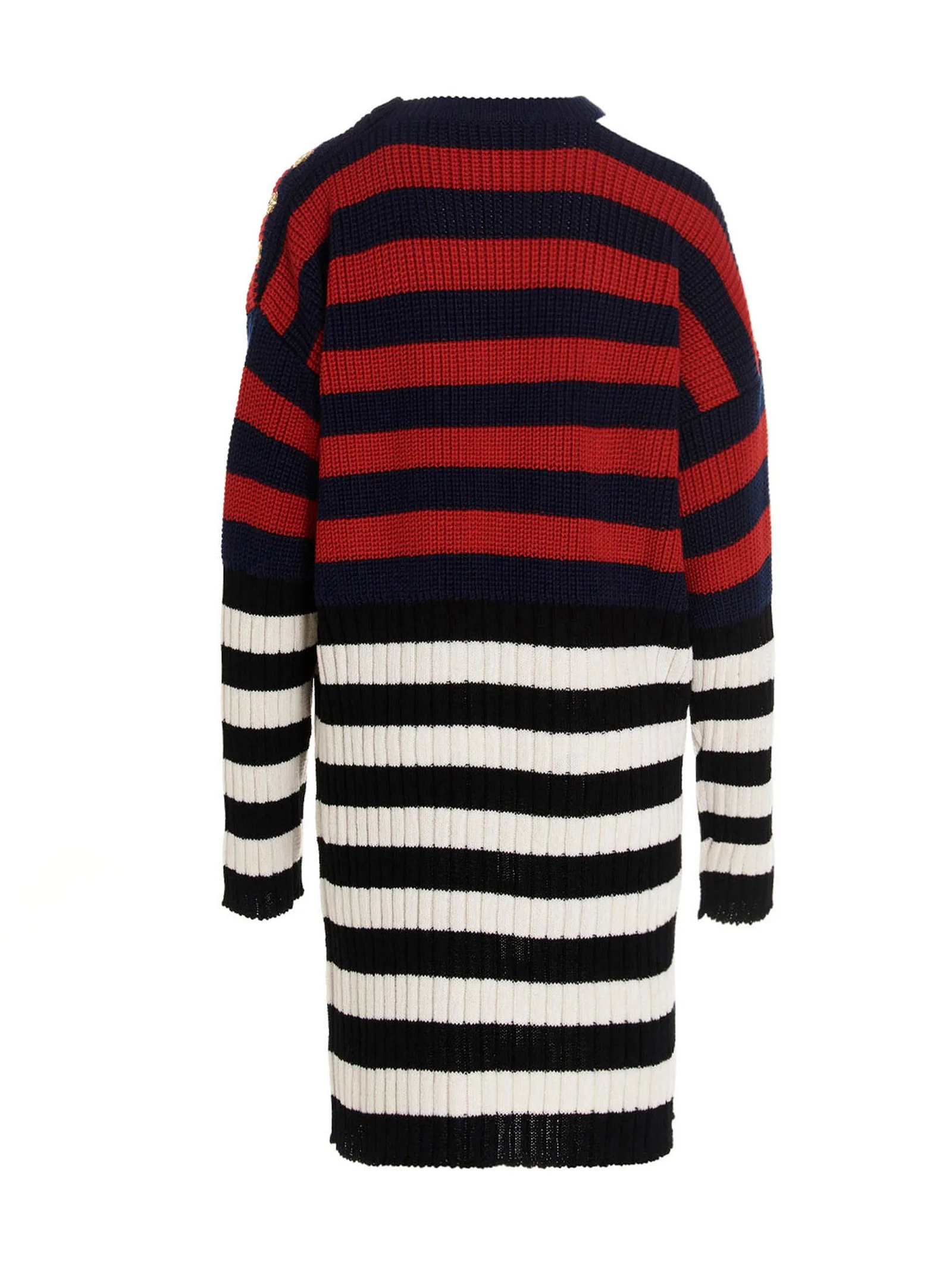 Balmain Striped Ribbed Asymmetric Mini Dress