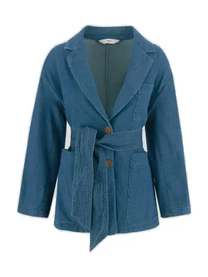 Barena Belted Drop Shoulder Denim Jacket