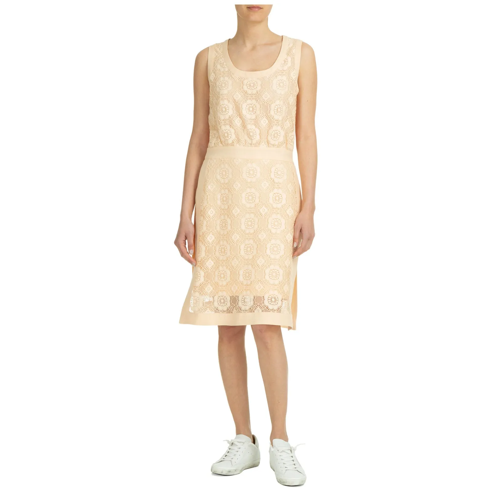 Boutique Moschino Lace-Detailed Sleeveless Crewneck Dress