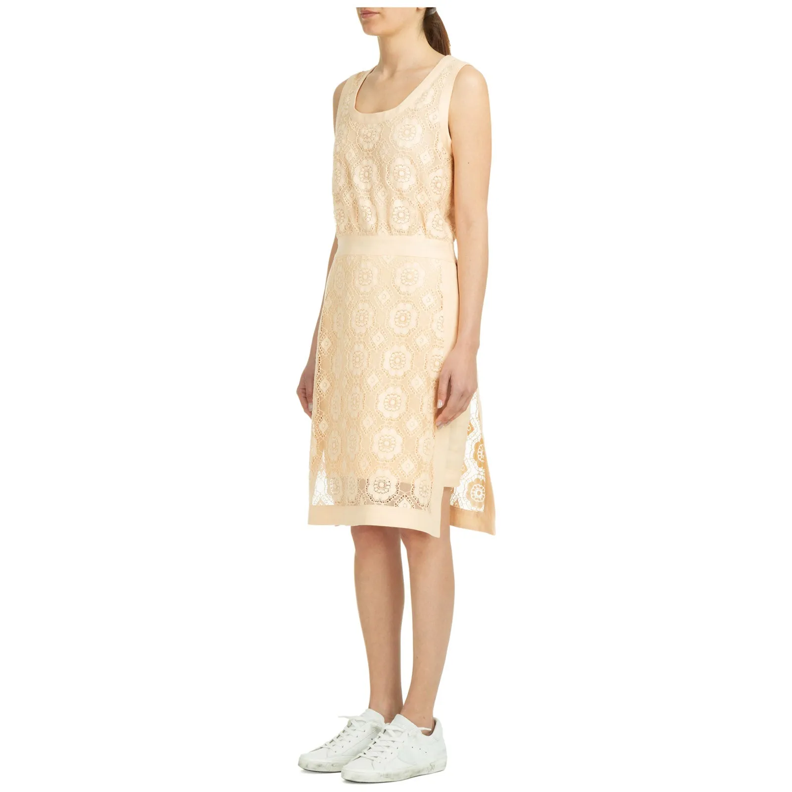 Boutique Moschino Lace-Detailed Sleeveless Crewneck Dress