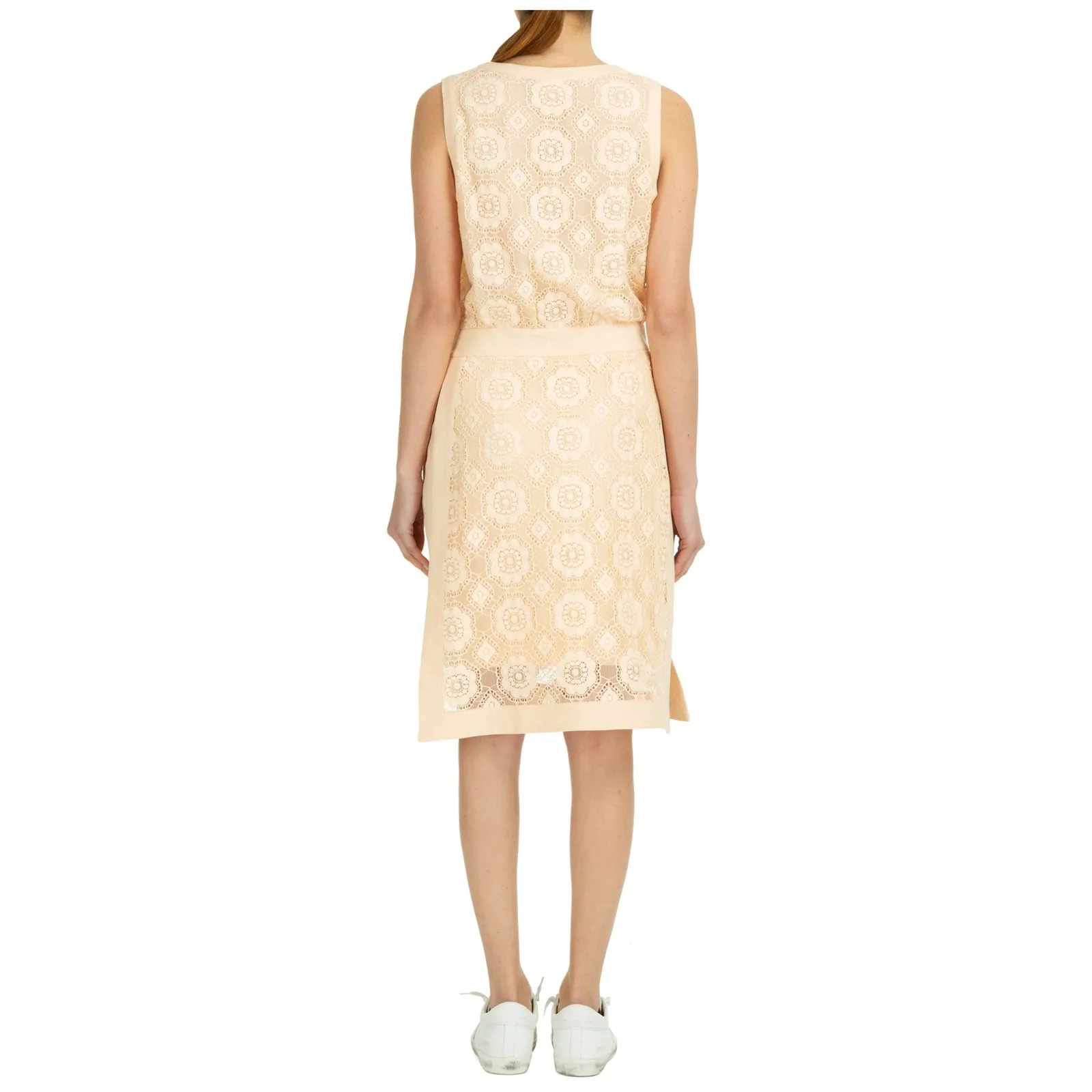 Boutique Moschino Lace-Detailed Sleeveless Crewneck Dress