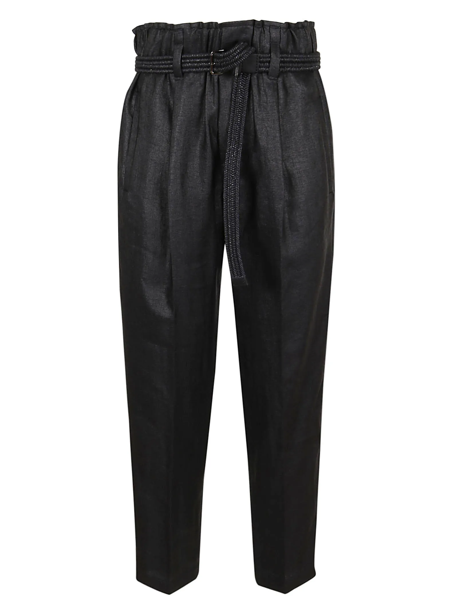 Brunello Cucinelli Belted Straight-Leg Cropped Pants