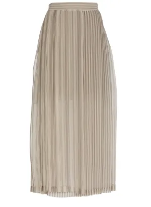 Brunello Cucinelli High Waist Pleated Maxi Skirt