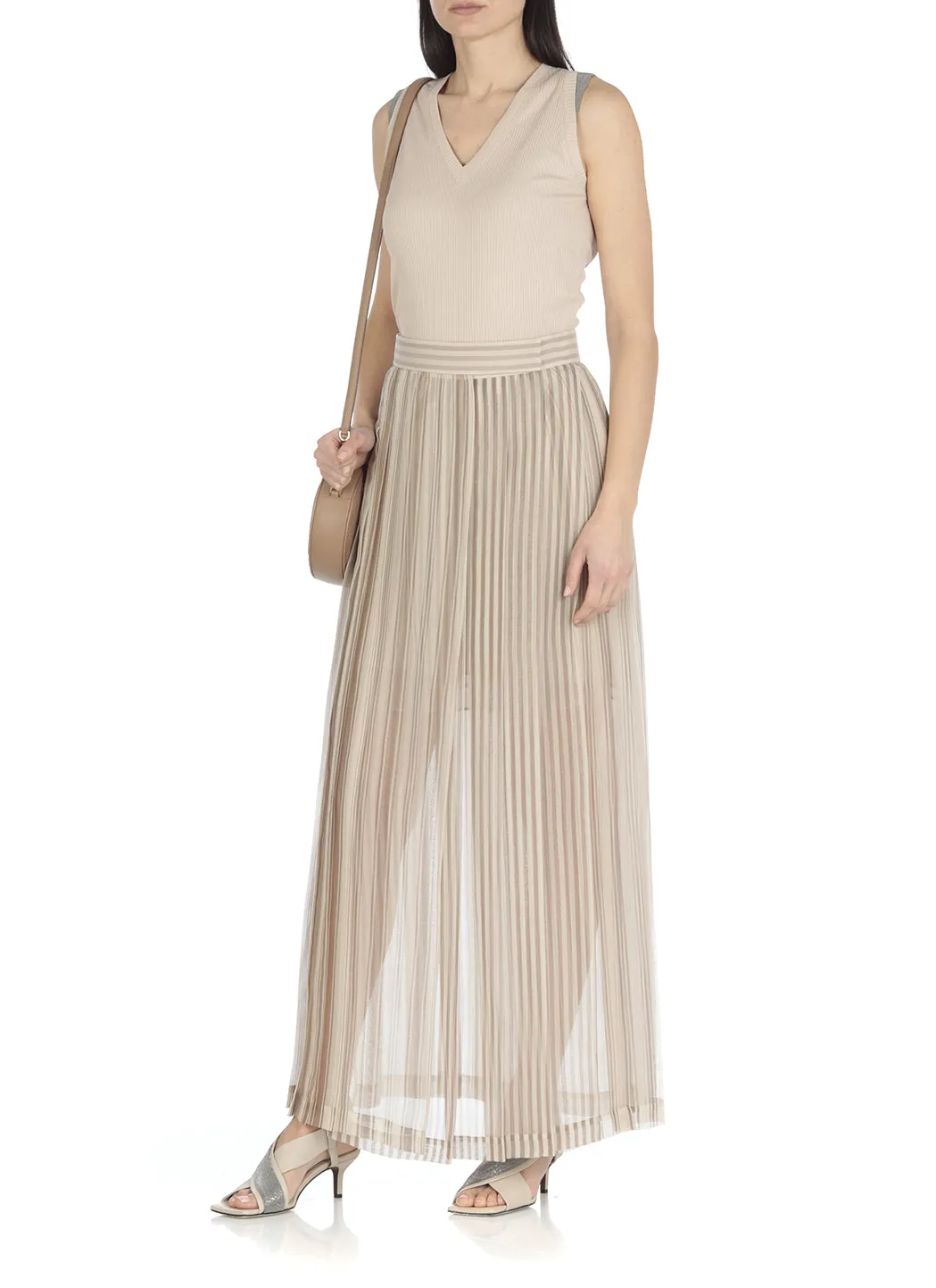 Brunello Cucinelli High Waist Pleated Maxi Skirt
