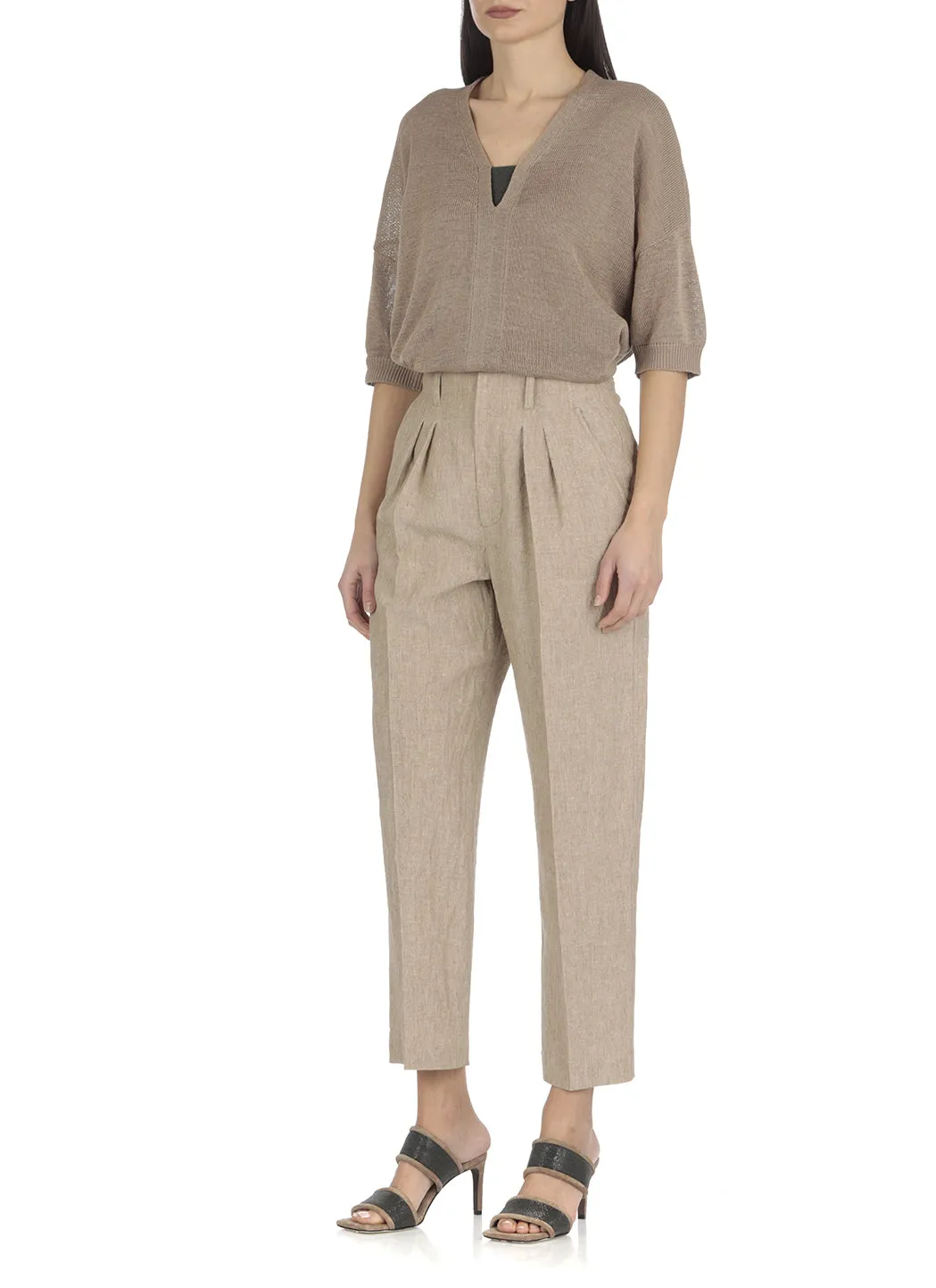 Brunello Cucinelli High Waist Straight Leg Trousers