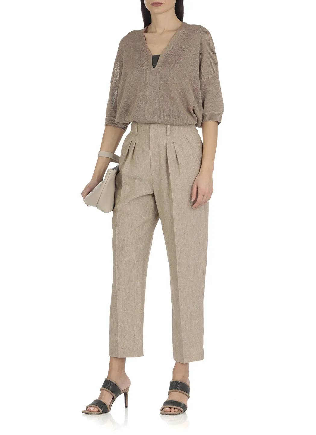 Brunello Cucinelli High Waist Straight Leg Trousers