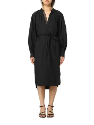 Brunello Cucinelli Ruched Belted Waist Dress