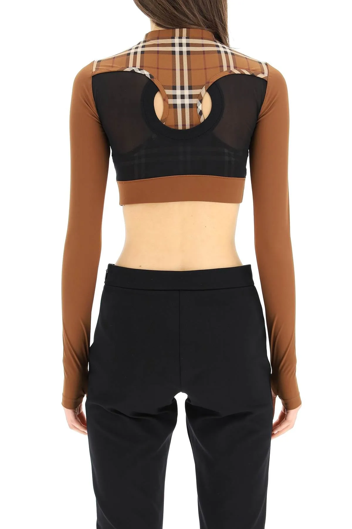 Burberry Checked Long-Sleeved Cropped Top