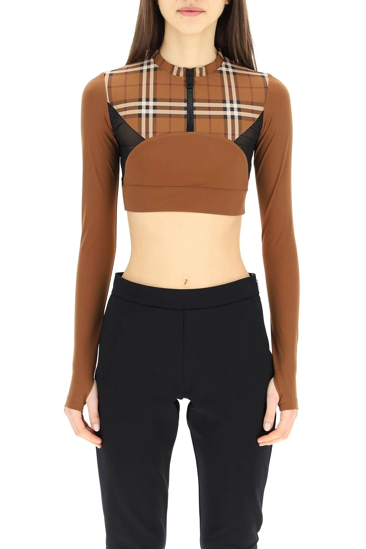 Burberry Checked Long-Sleeved Cropped Top