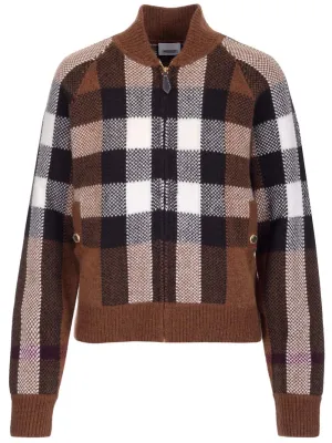 Burberry Intarsia-Check Zipped Bomber Jacket