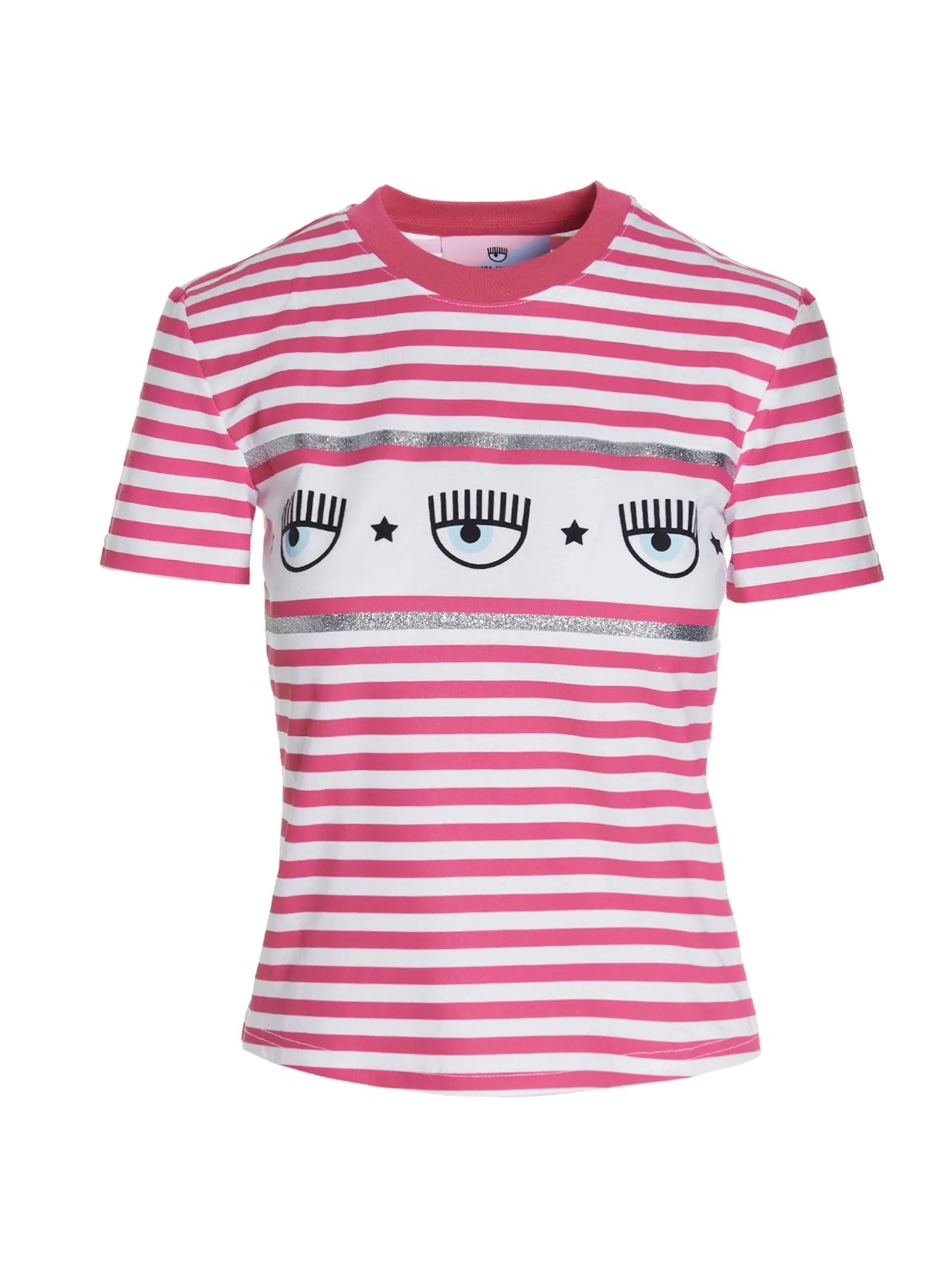Chiara Ferragni Eye-Motif Striped Crewneck T-Shirt
