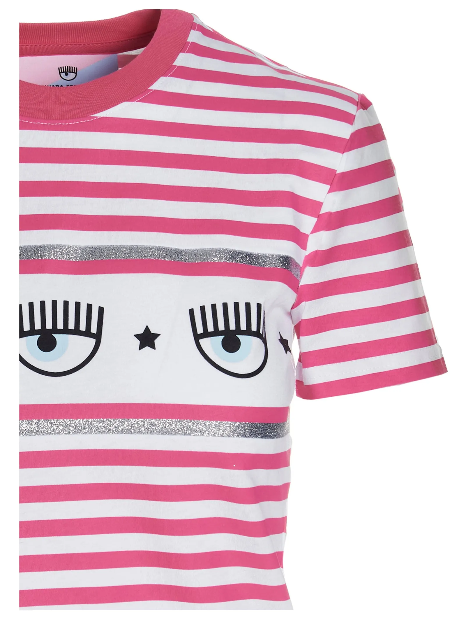 Chiara Ferragni Eye-Motif Striped Crewneck T-Shirt