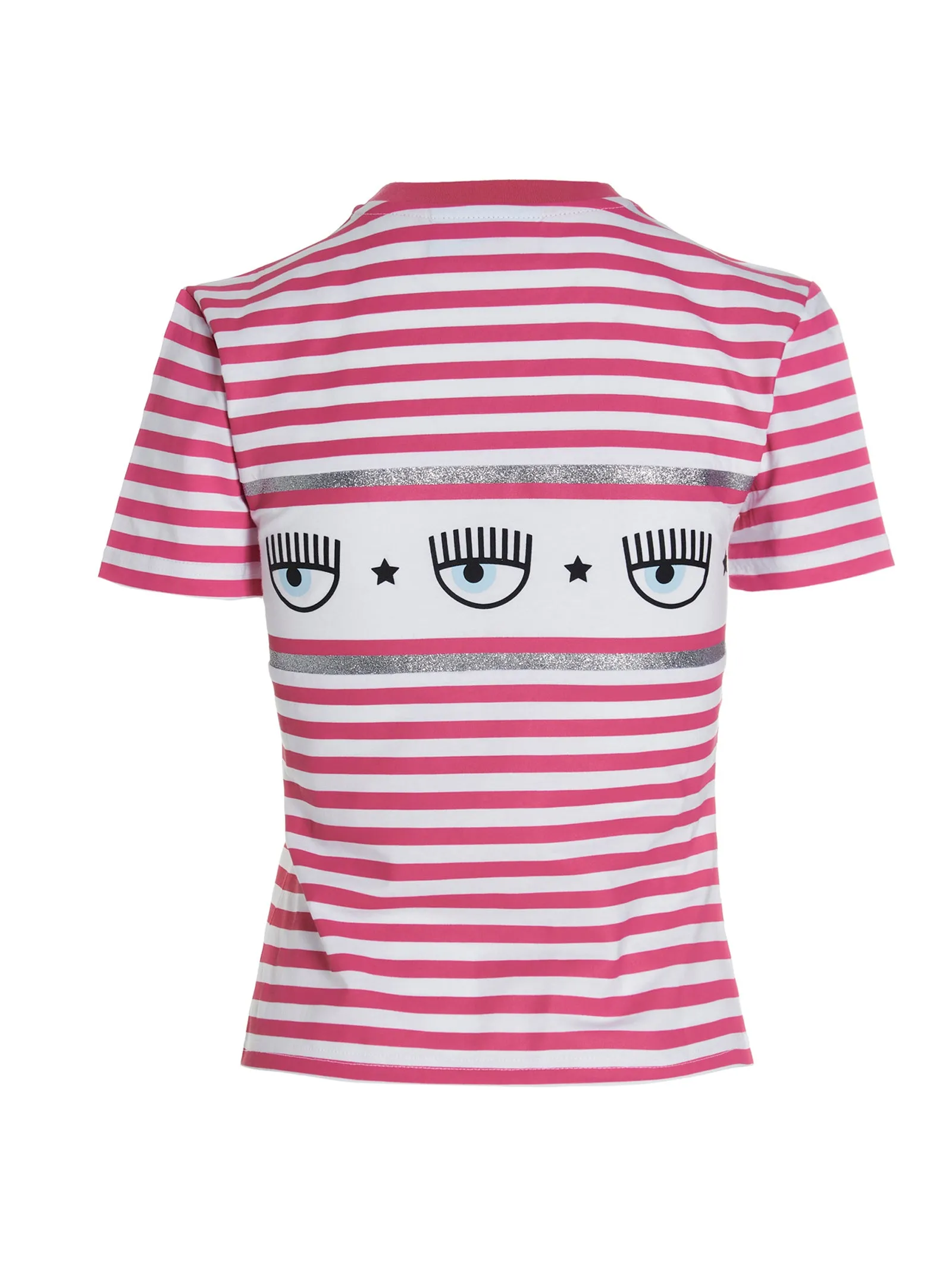 Chiara Ferragni Eye-Motif Striped Crewneck T-Shirt
