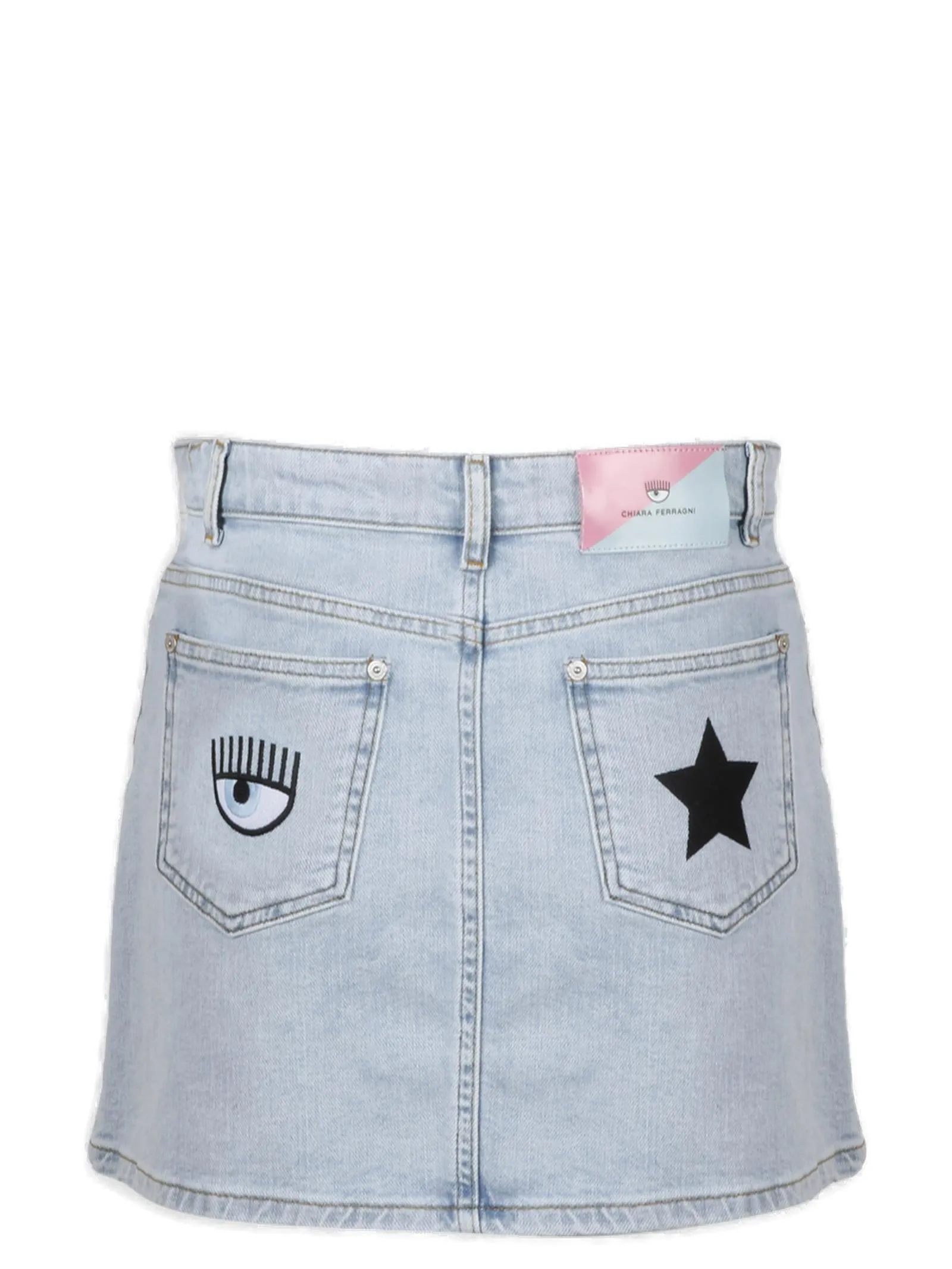 Chiara Ferragni Star Printed Denim Mini Skirt