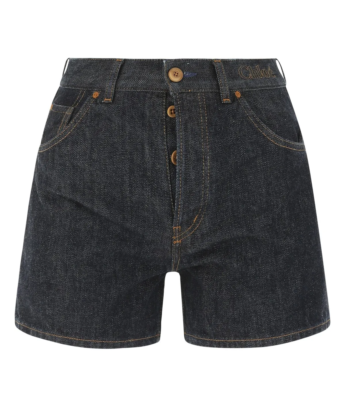 Chlo High Waist Buttoned Denim Shorts