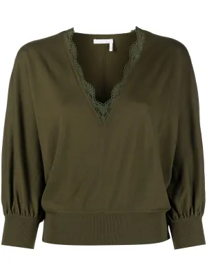 Chlo Lace Trim V-Neck Top