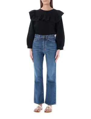 Chlo Logo Embroidered Denim Jeans