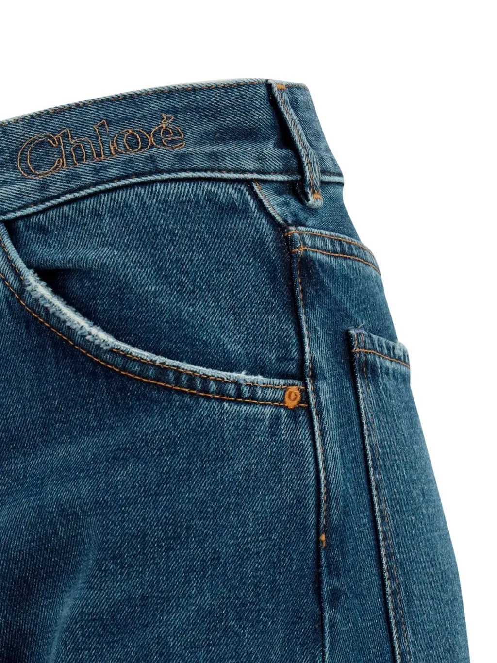 Chlo Logo Embroidered Wide Leg Jeans