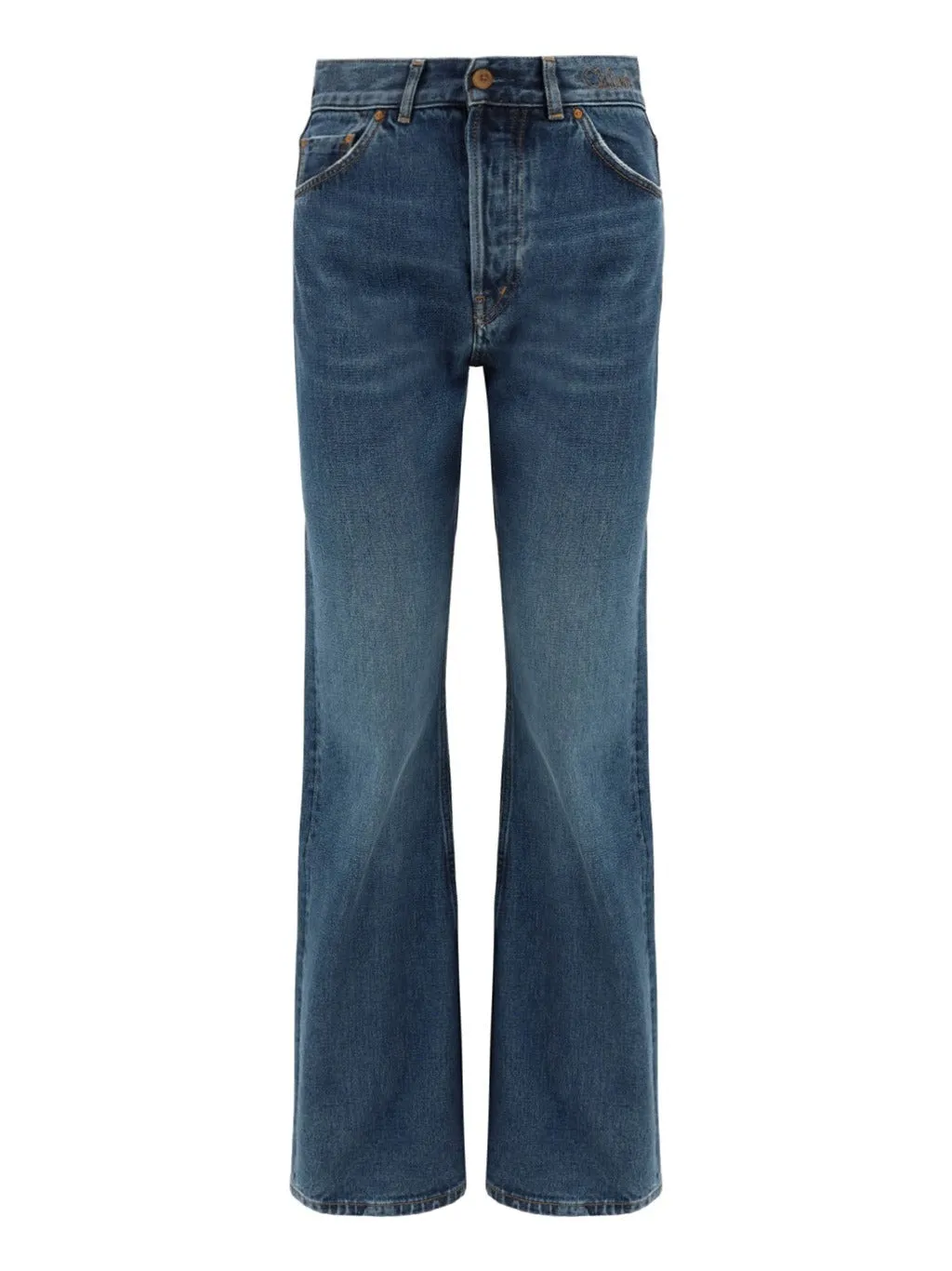 Chlo Logo Embroidered Wide Leg Jeans