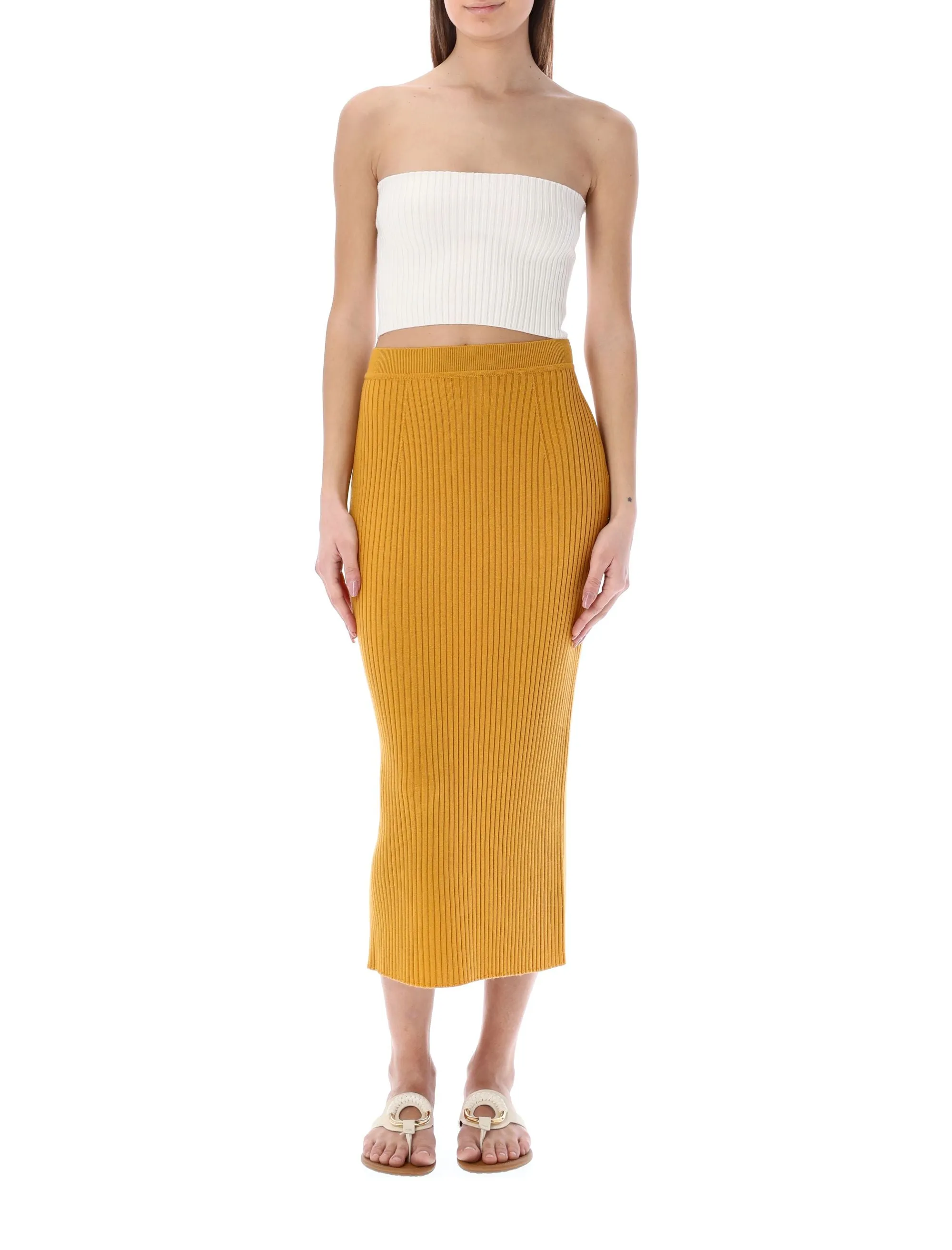 Chlo Rib-Knit Fitted Bustier