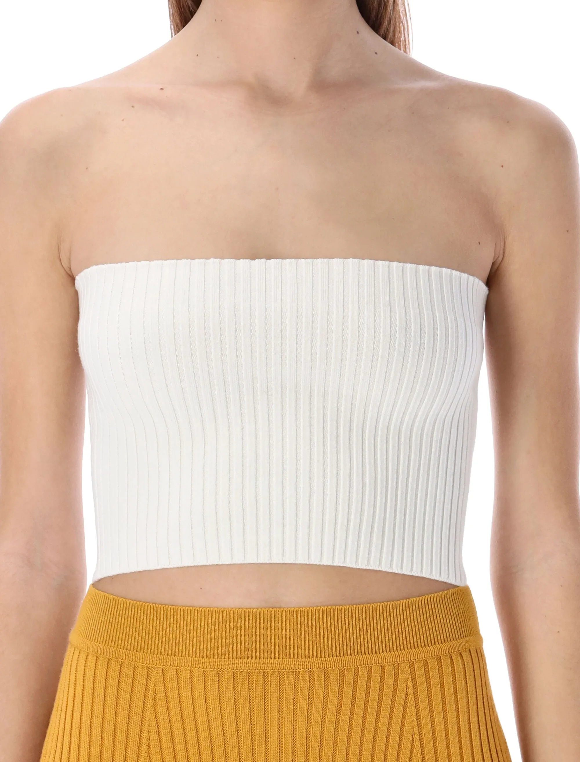 Chlo Rib-Knit Fitted Bustier