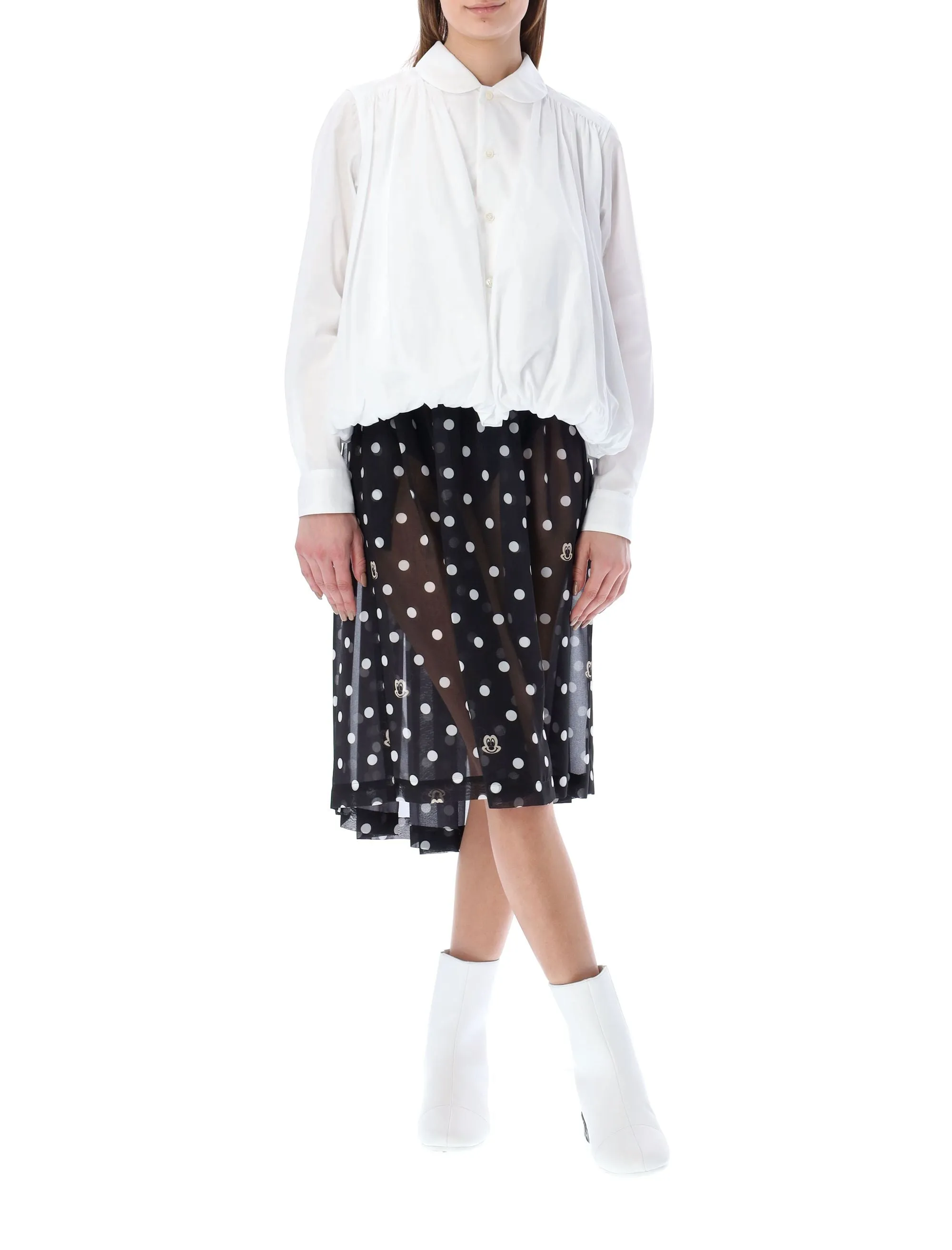 Comme des Garons Girl High Waist Polka-Dot Skirt