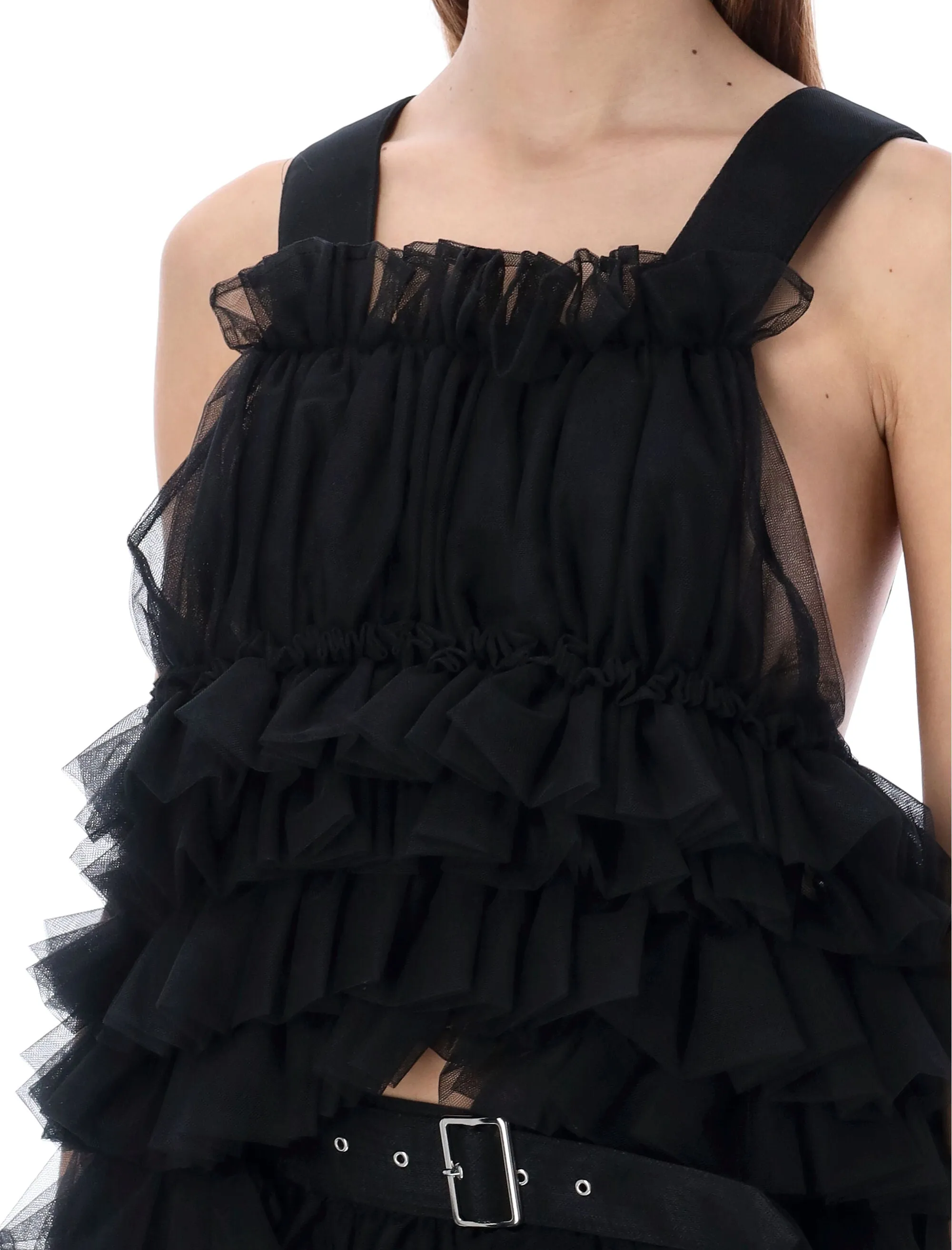 Comme Des Garons Noir Kei Ninomiya Ruffled Tulle Sleeveless Top