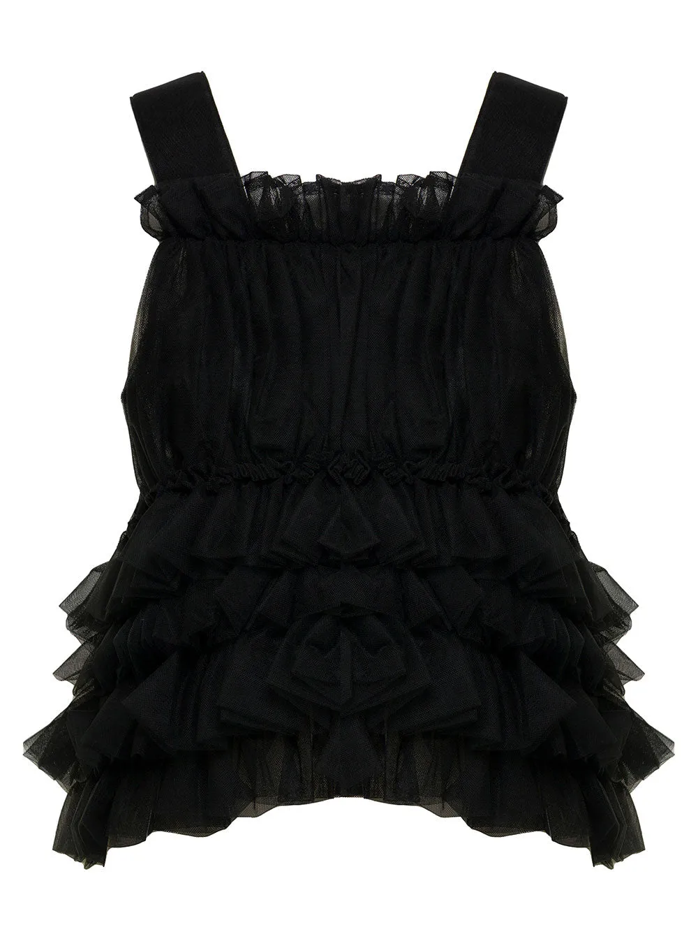 Comme Des Garons Noir Kei Ninomiya Ruffled Tulle Sleeveless Top