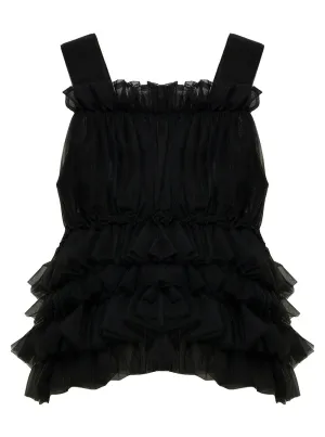 Comme Des Garons Noir Kei Ninomiya Ruffled Tulle Sleeveless Top