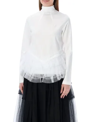 Comme Des Garons Noir Kei Ninomiya Tulle Detail Turtle Neck Top