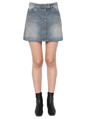 Courrges Front Buttoned A-Line Mini Skirt