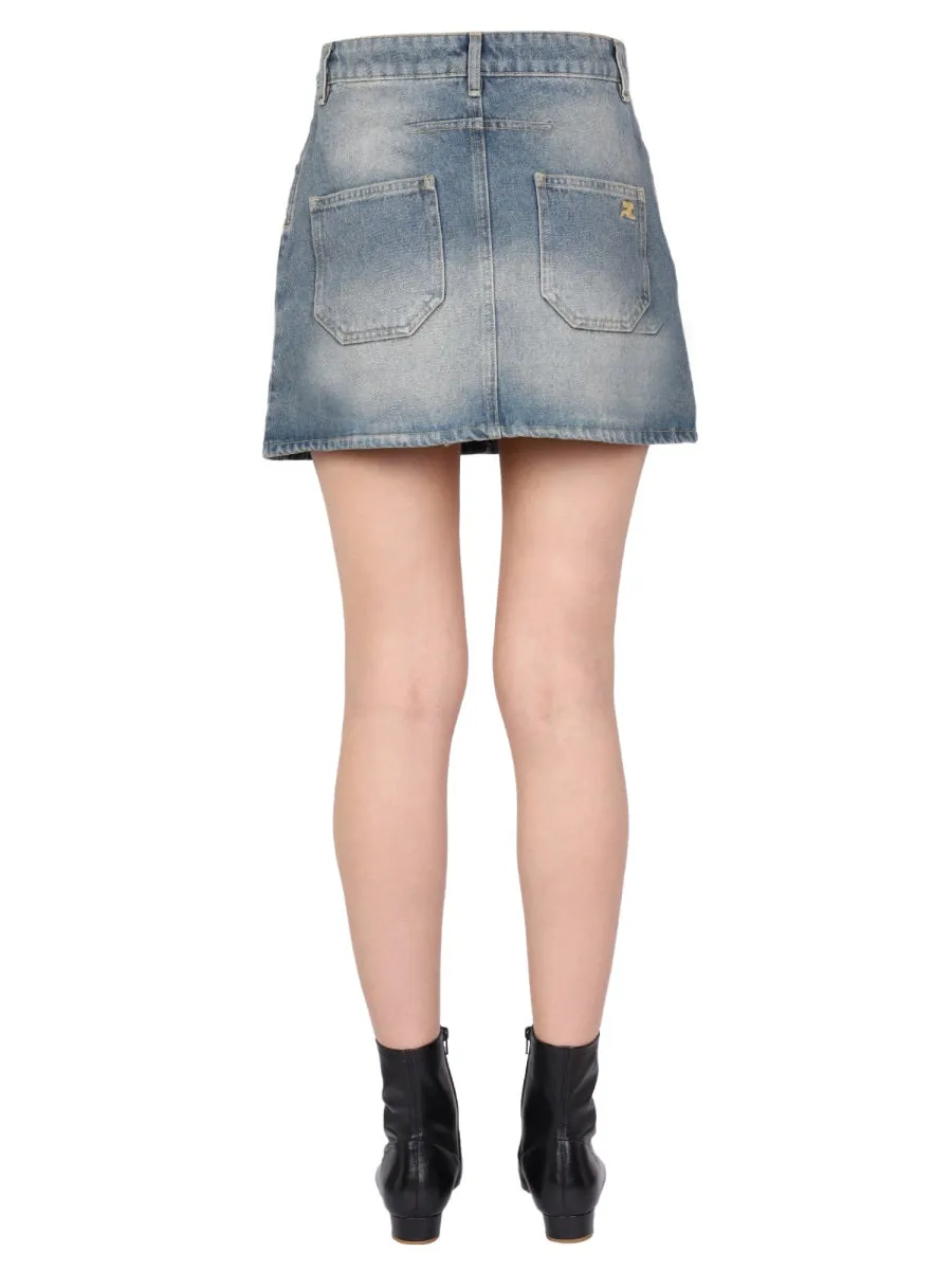 Courrges Front Buttoned A-Line Mini Skirt