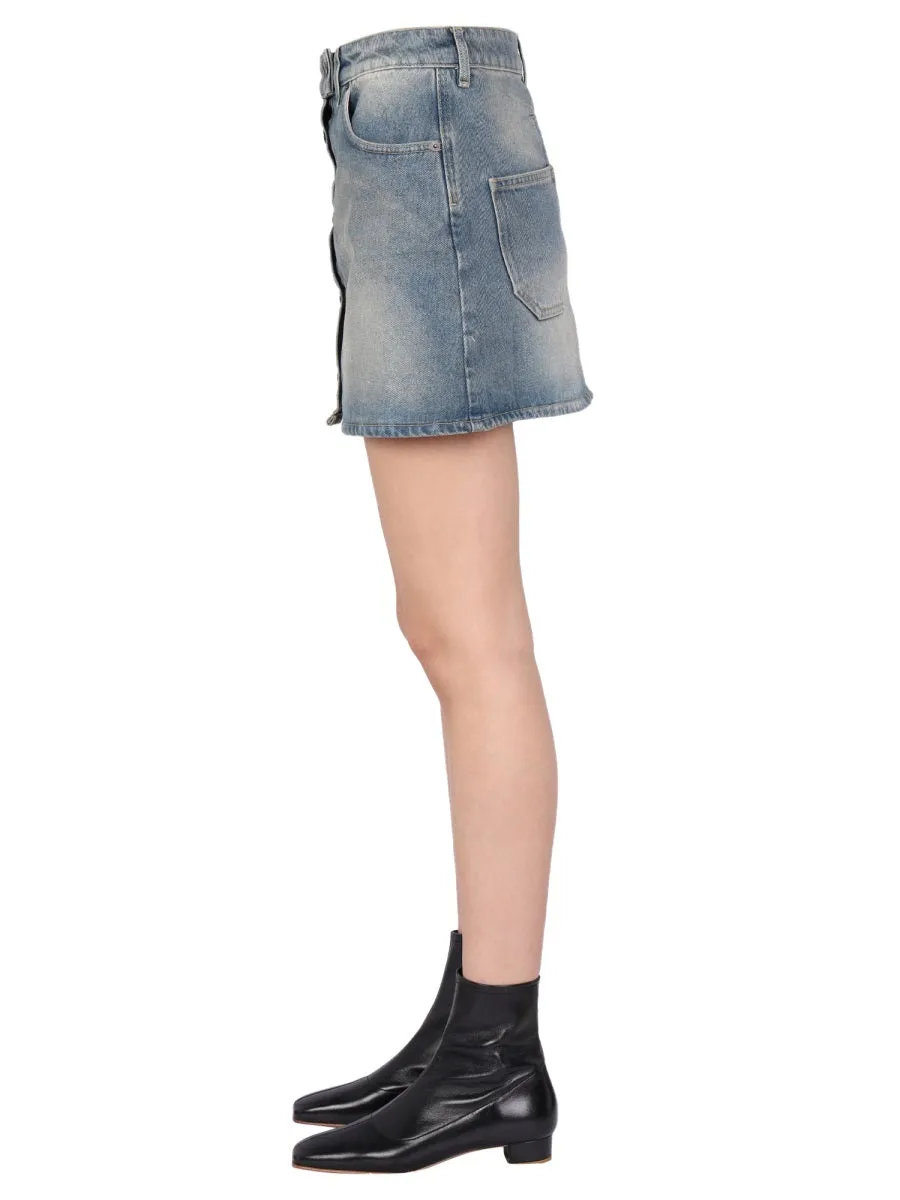 Courrges Front Buttoned A-Line Mini Skirt
