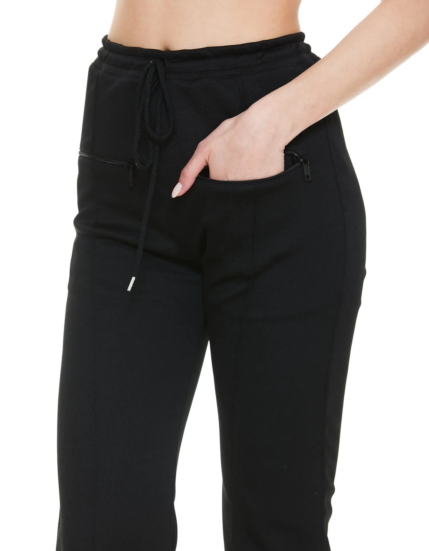 Courrges Mid Rise Logo Patch Flared Trousers