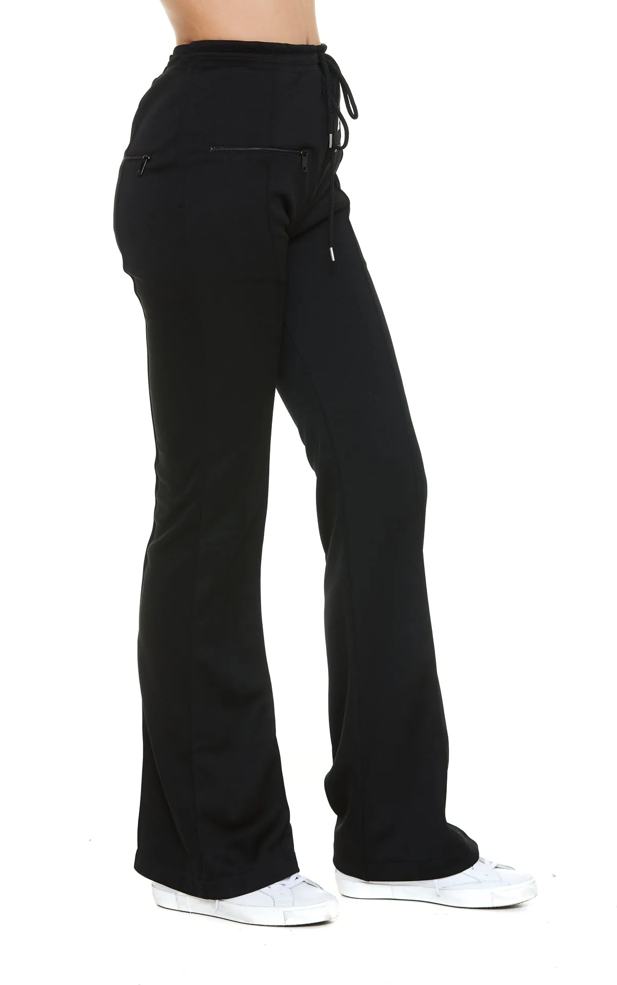 Courrges Mid Rise Logo Patch Flared Trousers