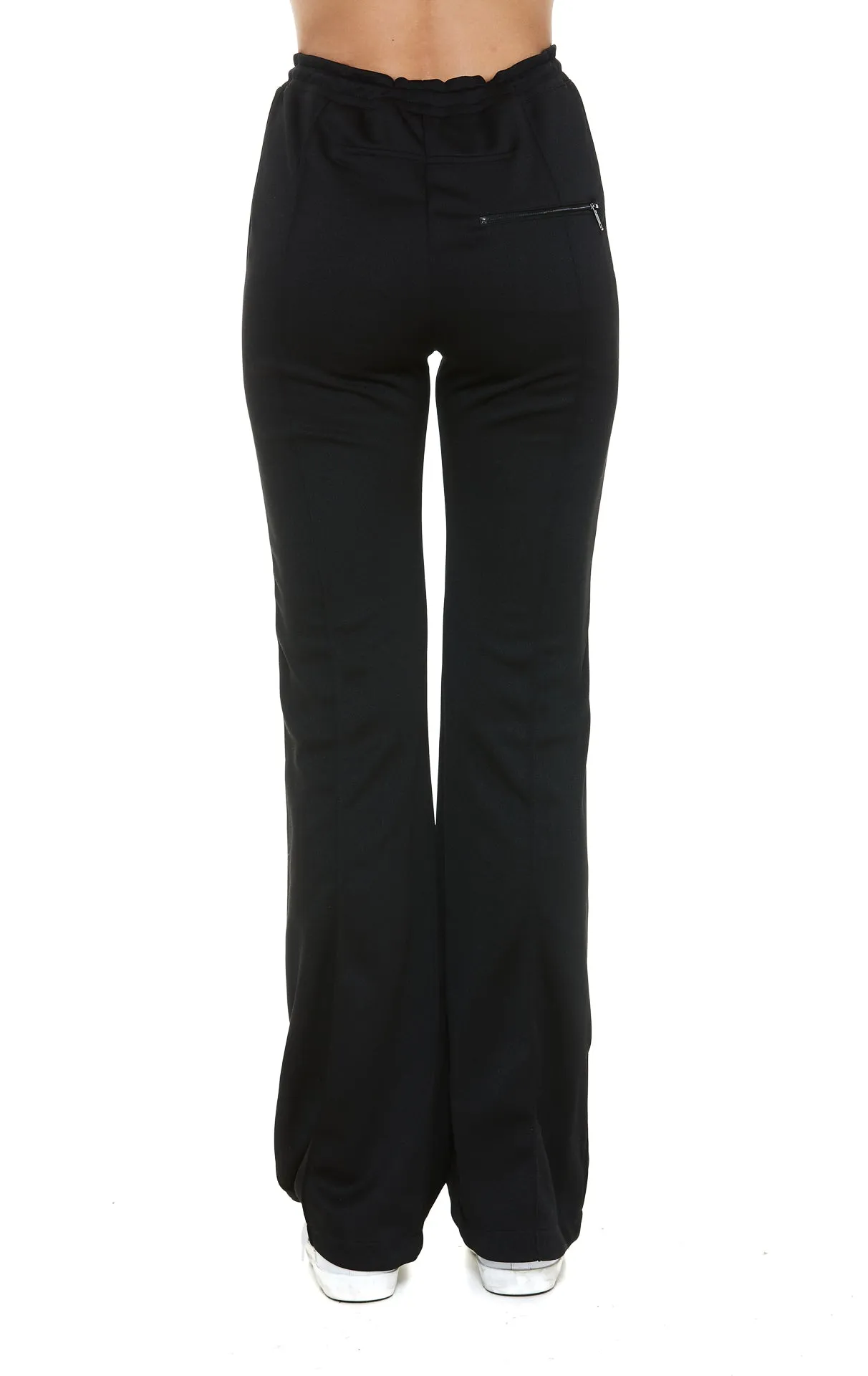 Courrges Mid Rise Logo Patch Flared Trousers