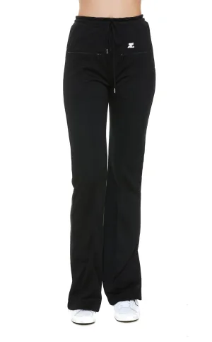 Courrges Mid Rise Logo Patch Flared Trousers