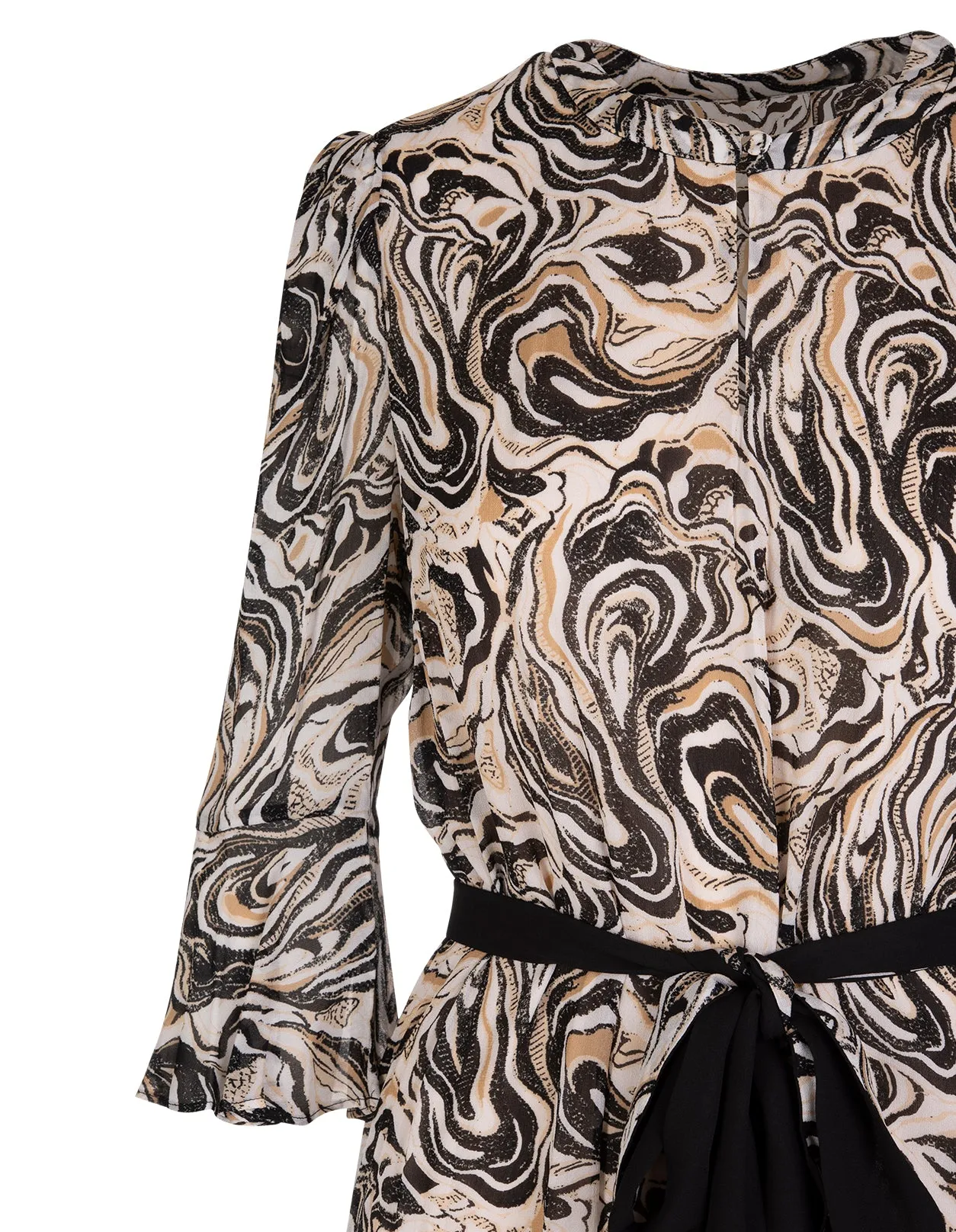 Diane Von Furstenberg Marble Print Tied Waist Maxi Dress