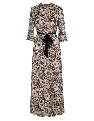 Diane Von Furstenberg Marble Print Tied Waist Maxi Dress