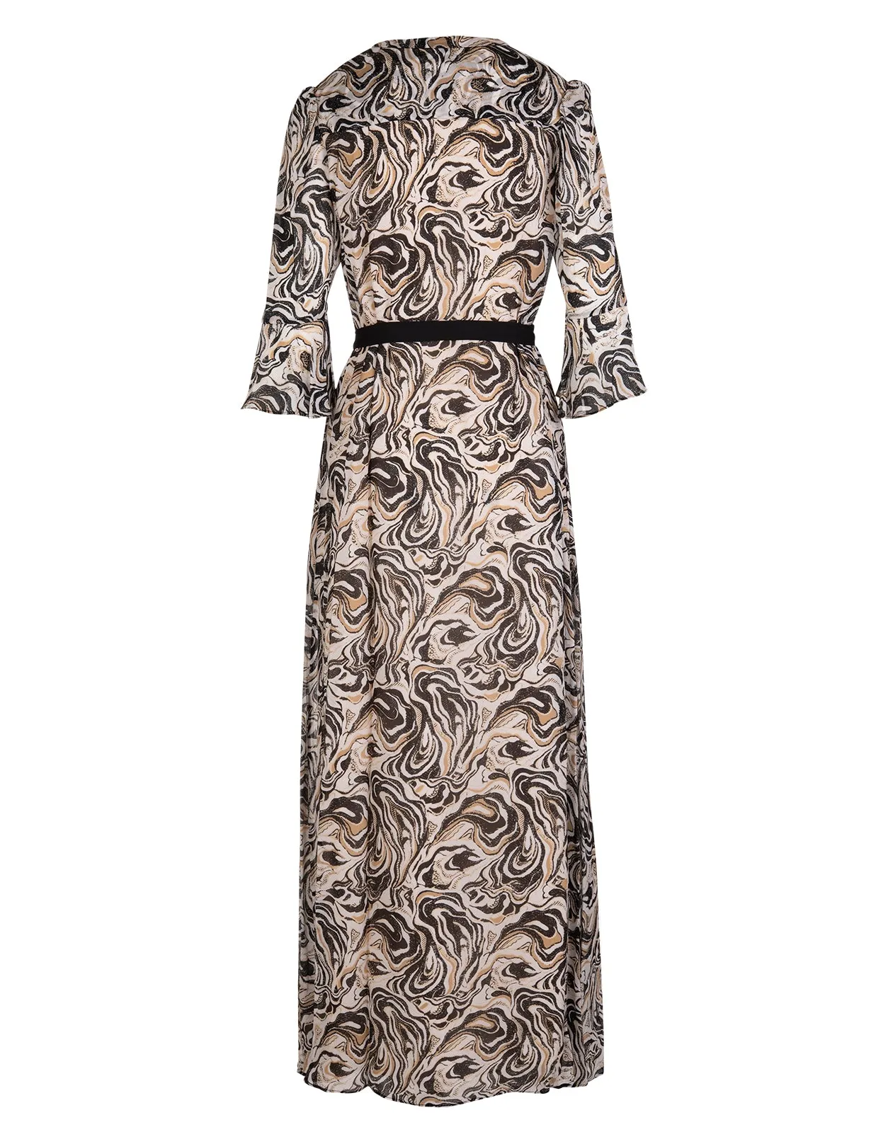 Diane Von Furstenberg Marble Print Tied Waist Maxi Dress